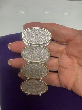 Sparkling Oval Silver-Tone Stretch Bracelet